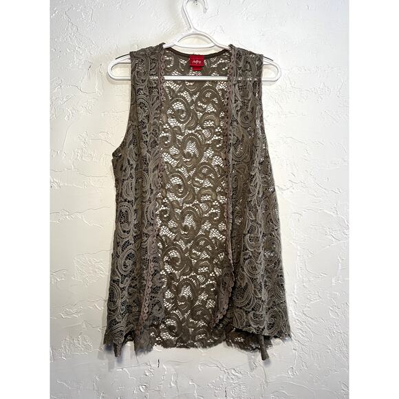 Daytrip crotchet open front sleeveless cardigan womens large coastal bohemian - Picture 1 of 8